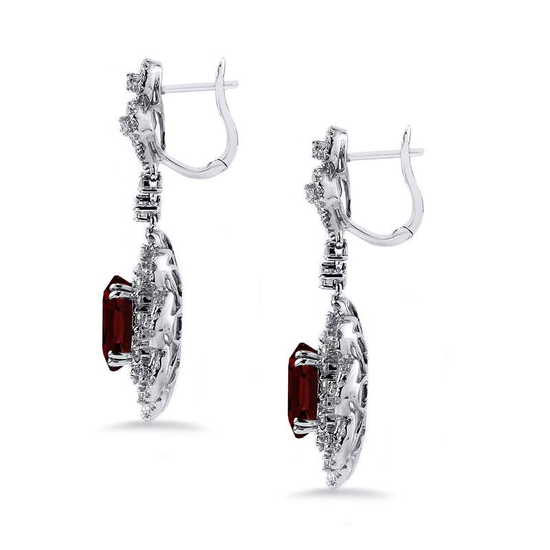 Auriya 5 5/8ct Fancy Oval-cut Garnet Halo Diamond Drop Earrings 2ctw 18k Gold