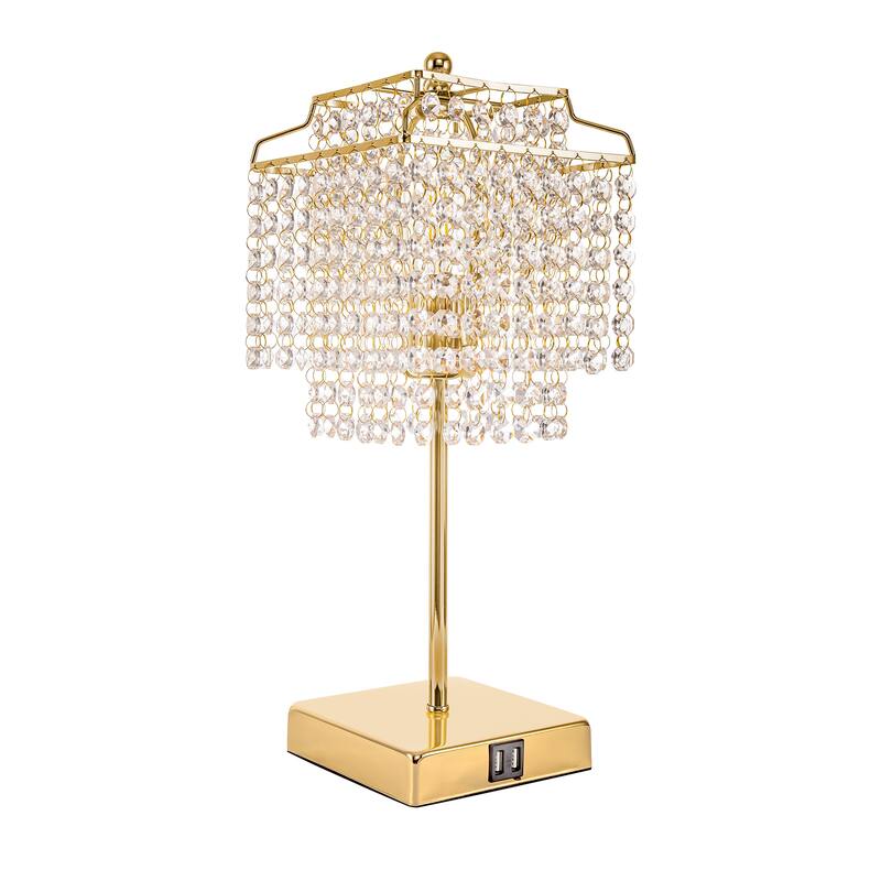 Glass Gold Table Lamp Square Shape Dimmable Desk Lamp with No Bulbs Included for your bedroom living room - 17.32*8.86*5.92