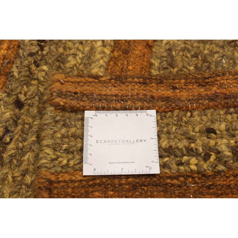 ECARPETGALLERY Flat-Weave Natural Brown Wool Tapestry Kilim - 6'7 x 6'5