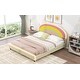 preview thumbnail 5 of 15, Full Size Mattress Foundation Rainbow Bed Wood Slat Support Kids Platform Bed Frame with Adjustable Headboard - Beige