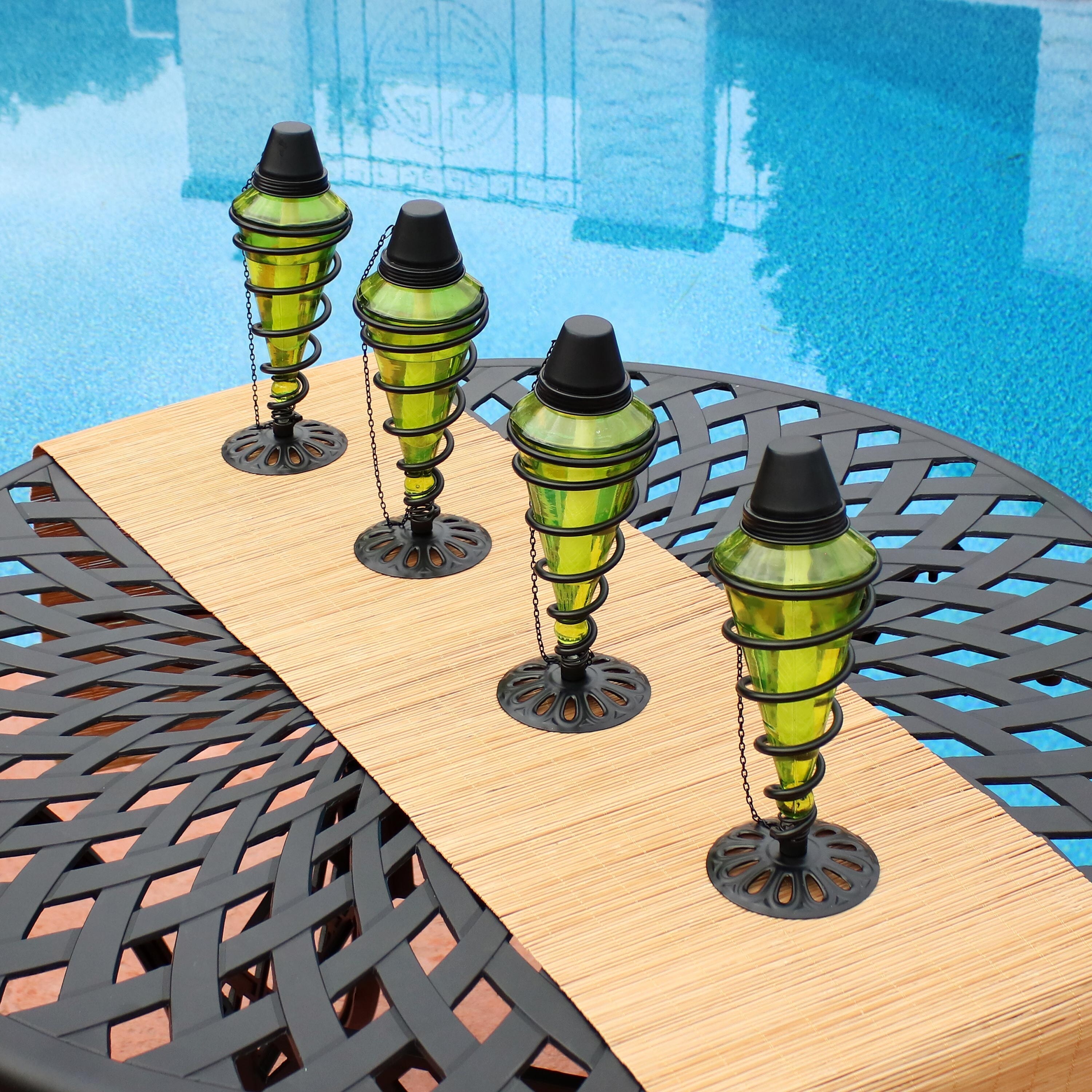Sunnydaze Green Gl Outdoor Tabletop Torches Fibergl Sunnydaze Green Gl Outdoor
