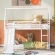 preview thumbnail 2 of 9, White Twin over Twin Metal House Bunk Bed with Slide