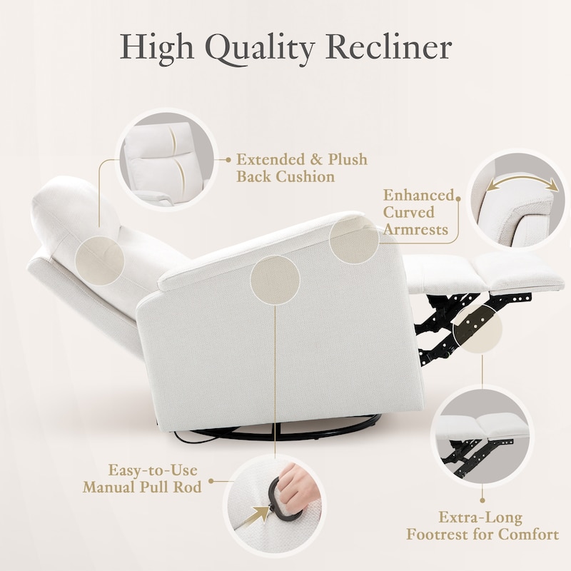 Fabric Recliner Sofa Chair Swivel Rocking Footrest-Single Seat for Living Room