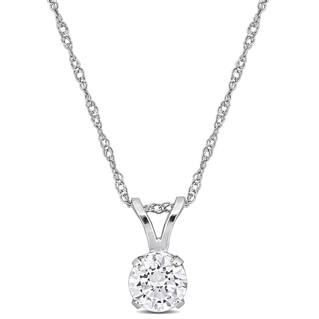1/2ct TDW Lab-Grown Diamond Solitaire Pendant with Chain in 14k White Gold