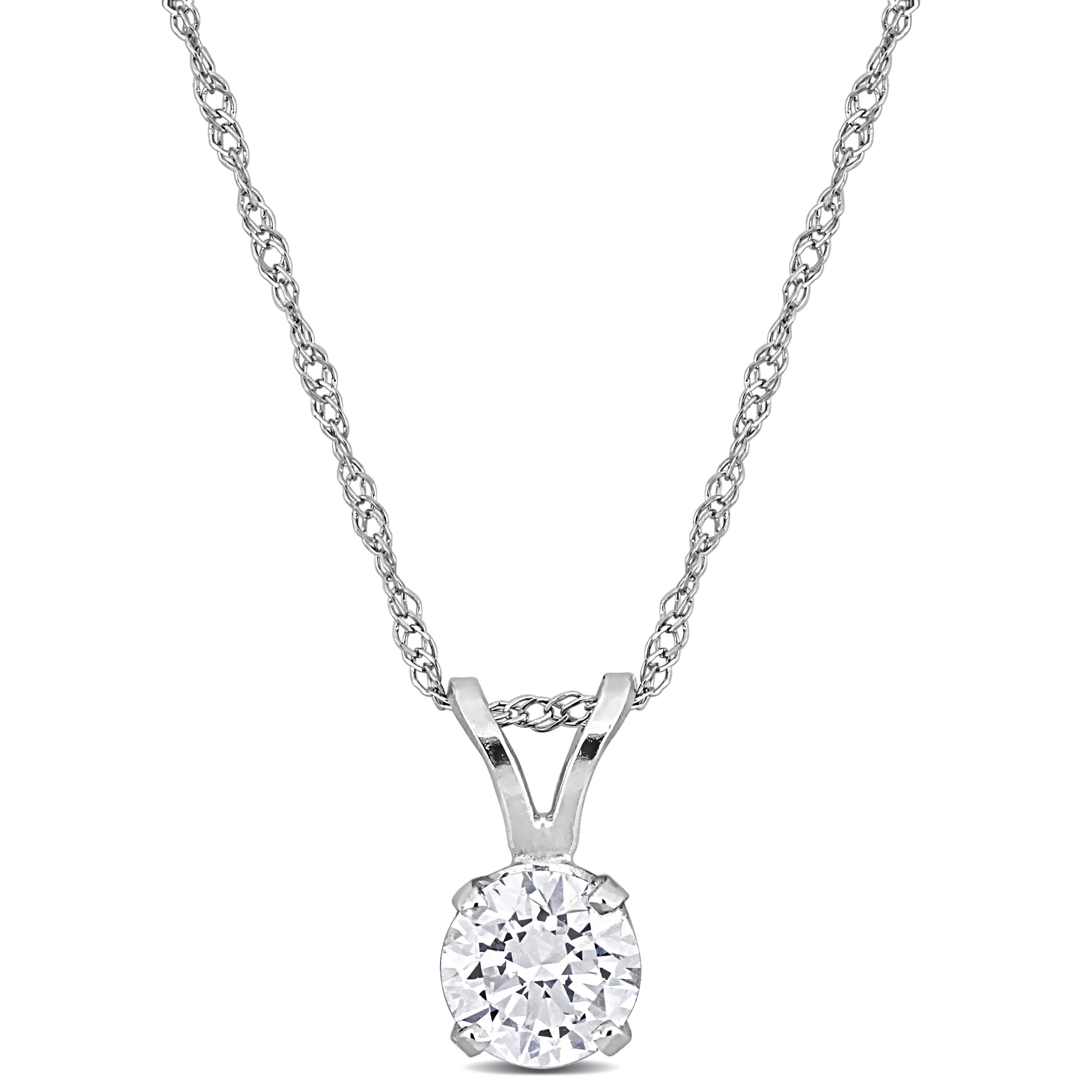 Miadora 1/2ct TDW Lab-Grown Diamond Solitaire Pendant with Chain 14k White Gold