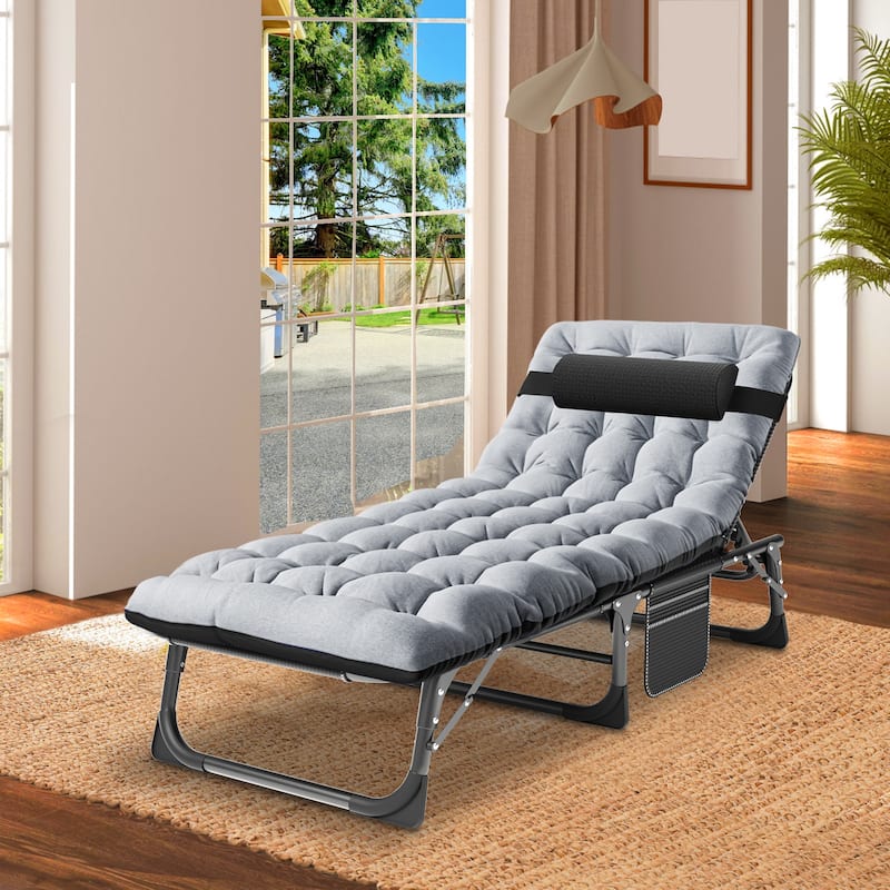 DoCred Upgraded Thicked Folding Camping Cot with Thicked Mattress - Grey