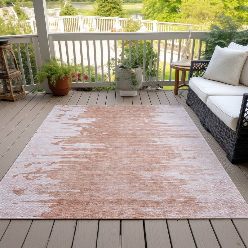 Machine Washable Indoor/ Outdoor Chantille Abstract Ombre Rug