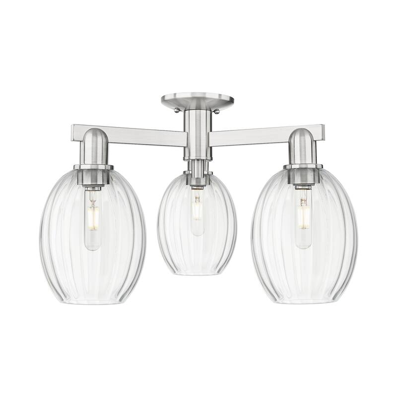 Innovations Lighting 716-3F-13-24 Preston Semi-Flush Preston 3 Light - Brushed Satin Nickel / Clear