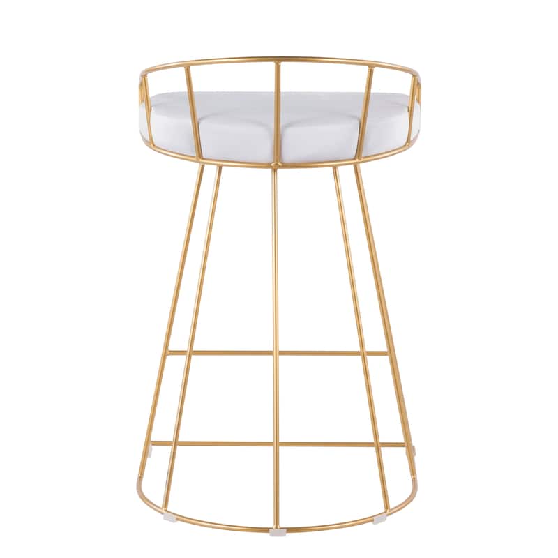 Canary Contemporary Counter Stool in Gold and Velvet (Set of 2)