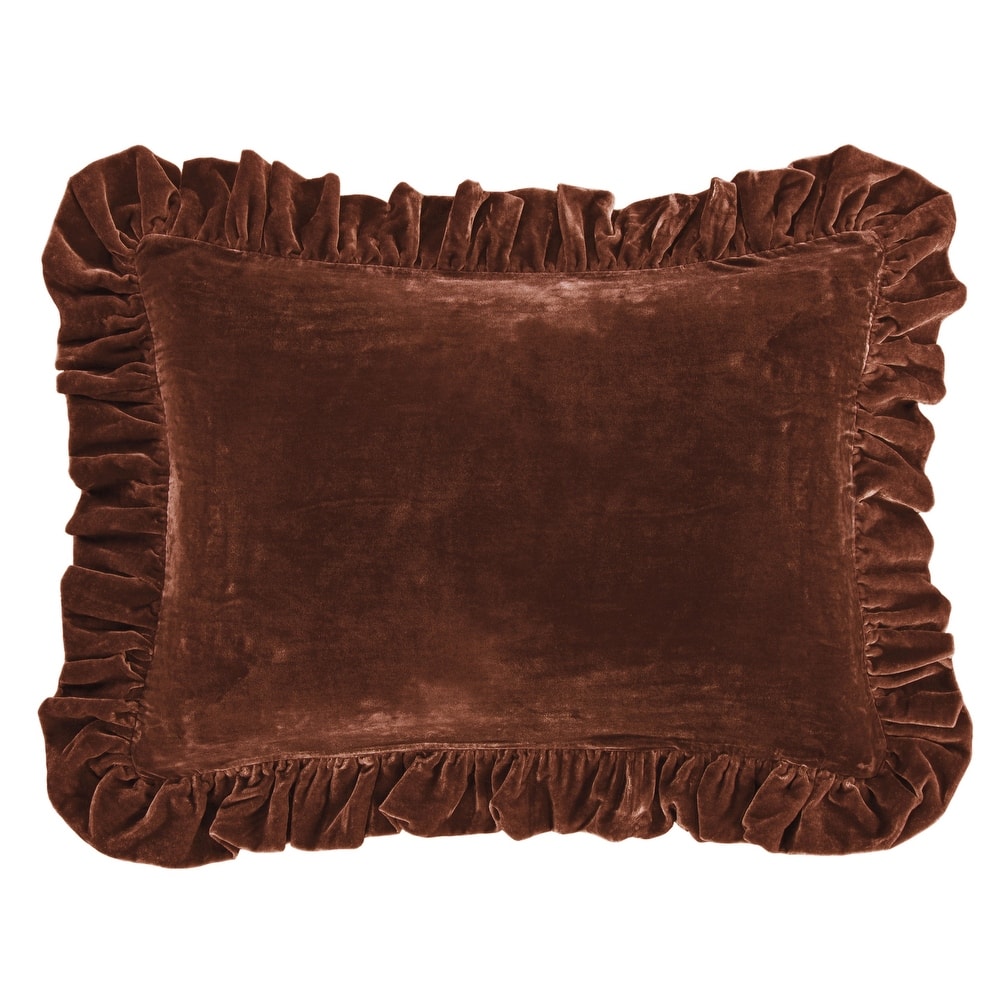 HiEnd Accents Stella Faux Silk Velvet Romantic Western Ruffled Dutch Euro Pillow, 27x39 inch