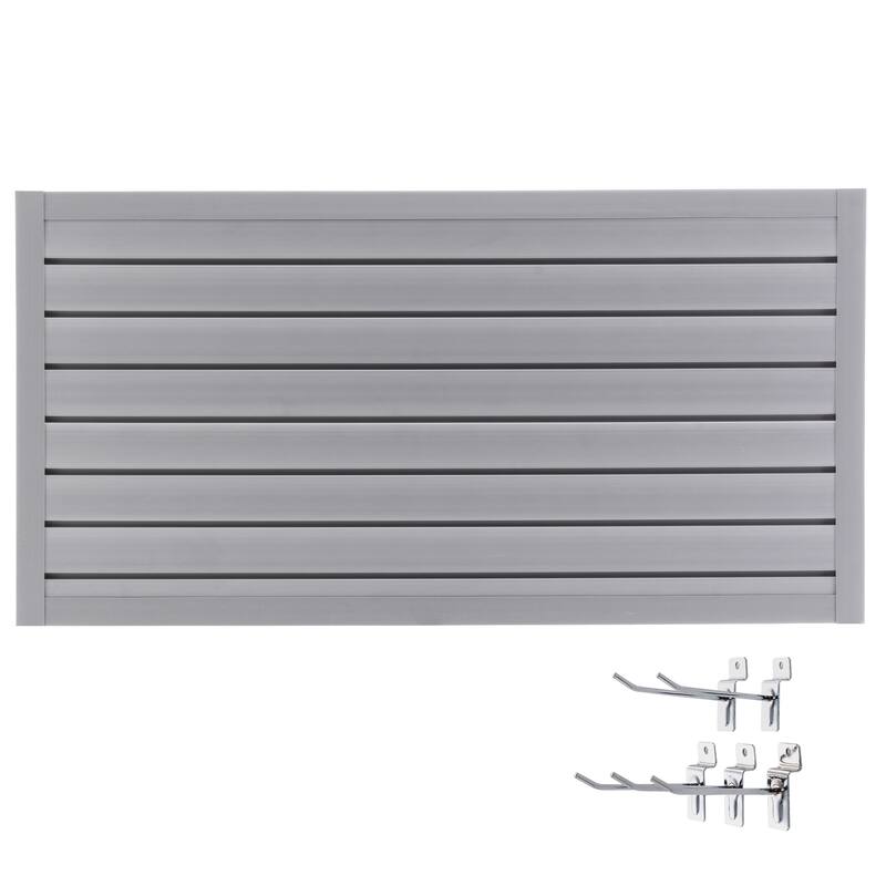 PVC Slat Wall Panels Heavy Duty Interlocking Design 4ft x 2ft Graphite Covers 8 Sqft - 47.24"L x 23.62"W x 0.25"H