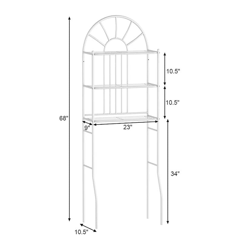 3 Tier Over Toilet Storage Rack Bathroom Organizer with Metal Shelf