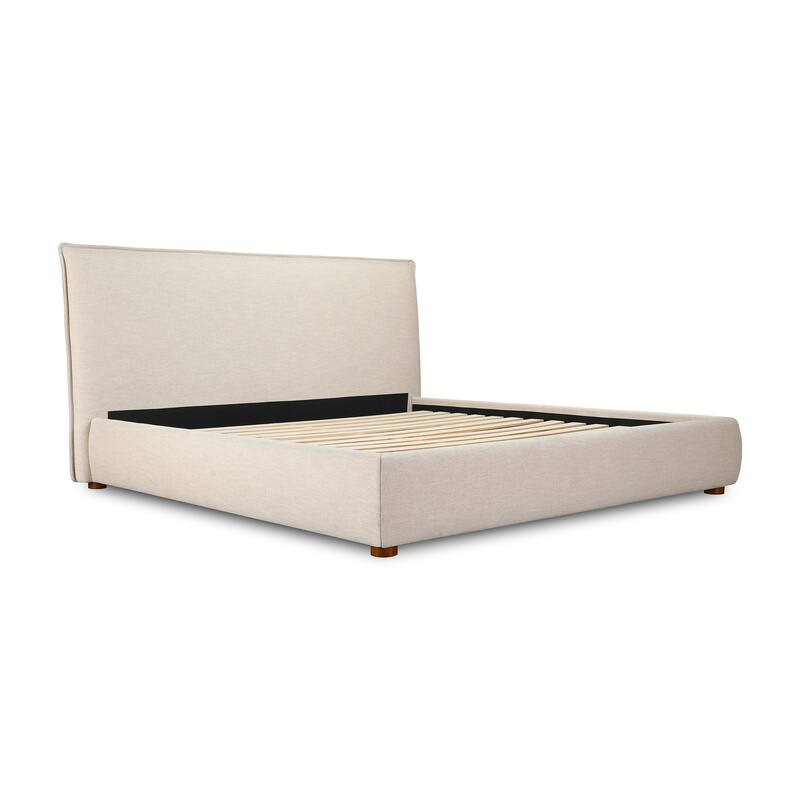 Aurelle Home Modern Upholstered Platform Bed - Wheat Low Headboard - Queen