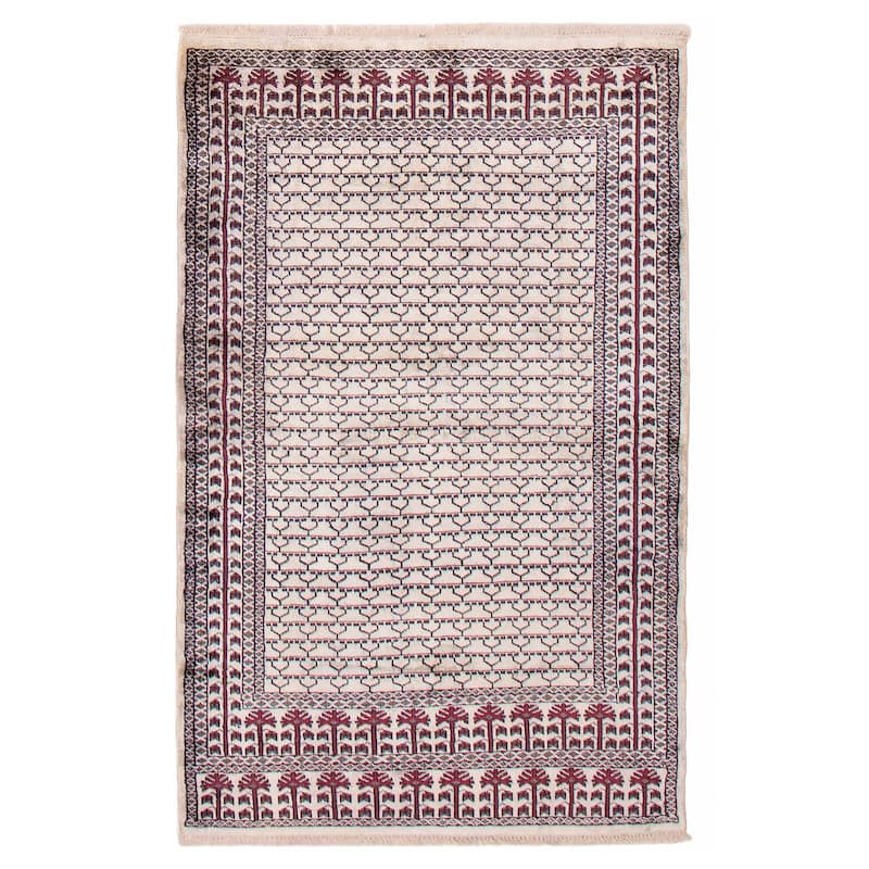 ECARPETGALLERY Hand-knotted Kashmir Grey Viscose Rug - 3'11 x 6'3 - Light Grey - 3'11 x 6'3