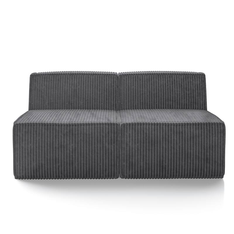 Furniture of America Navir Modern 2-Piece Chenille Foam Modular Loveseat