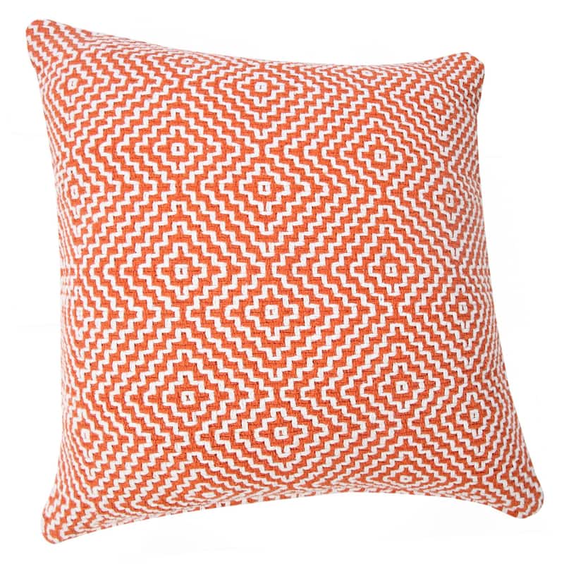 20" Orange and White Tribal Pattern Square Throw Pillow