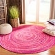 preview thumbnail 8 of 112, SAFAVIEH Handmade Braided Lilie Country Cotton Rug 3' Round - Pink/Fuchsia - Round