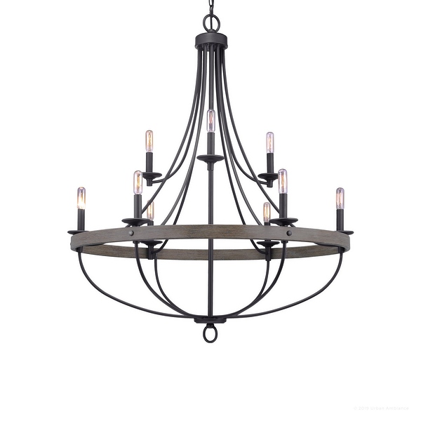 Luxury Farmhouse Chandelier 40.5 H x 35.25 W with French Country Style Charcoal by Urban Ambiance 40 1 2H x 35 1 4W x Dep Black
