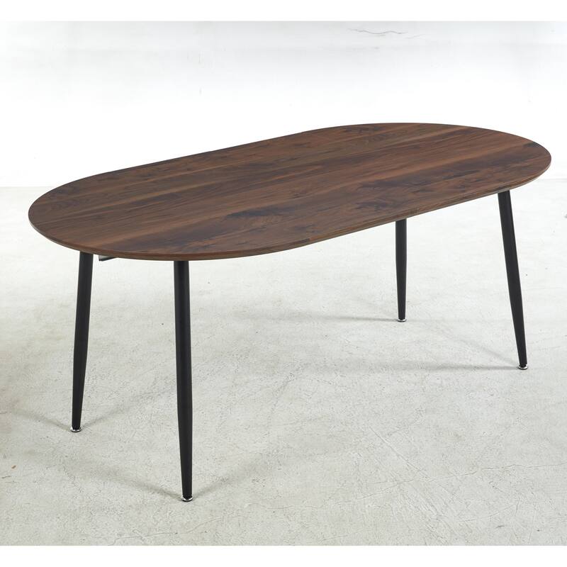 Extensible Oval Dining Table for 4-6 Person, Multi-functional Office Dining Table, Kitchen Table with MDF Top & Metal legs
