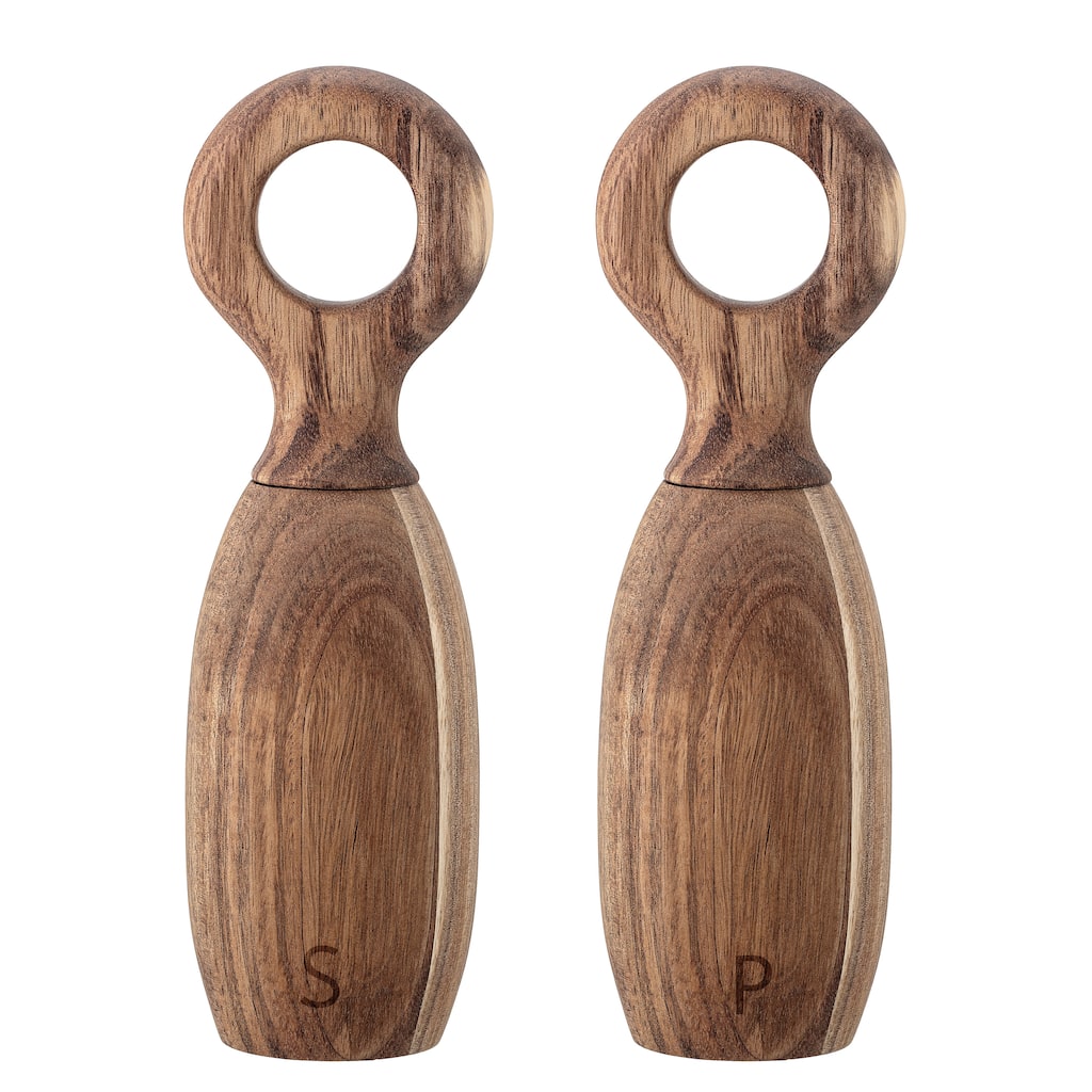 Acacia Wood Salt & Pepper Mills - 2.5"L x 2.5"W x 8.0"H