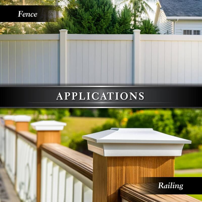 Squared Top Aluminum Outdoor Patio Post Cap - 8" - White