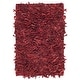 preview thumbnail 53 of 90, SAFAVIEH Handmade Leather Shag Alois Modern Rug 2' x 3' - Red - Rectangle