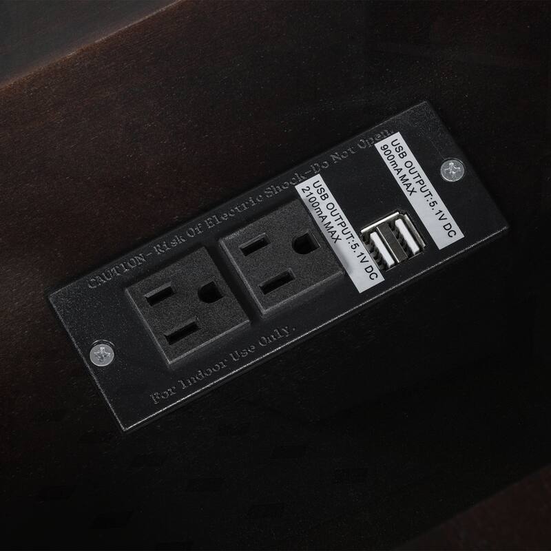 End Table Flip Top Side Table with USB Ports and Bookshelf