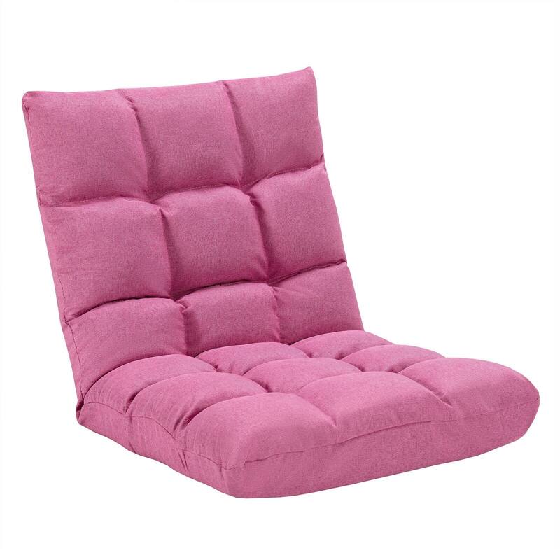 14-Position Adjustable Folding Lazy Gaming Sofa - 42"x 21"x 4"(L x W x H) - Pink