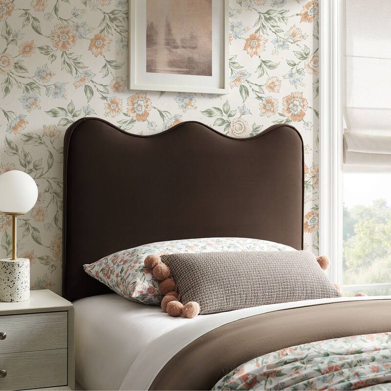 Athena Stain-Resistant Performance Velvet Headboard - Chocolate Brown - Twin