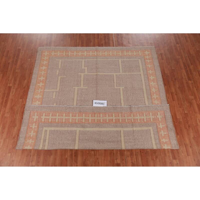 Hand Woven Oriental 100% Jute Carpet Southwestern Modern Brown Kilim Area Rug - 10' 2'' X 8' 8''