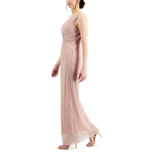 sachin and babi light blue dress SLEEVELESS DEEP V-NECK TWIST FRONT SILK EVENING DRESS main image 1