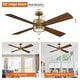 Parrot Uncle 52" Antique Brass Wood 4-Blade Indoor Ceiling Fan with Light and Remote