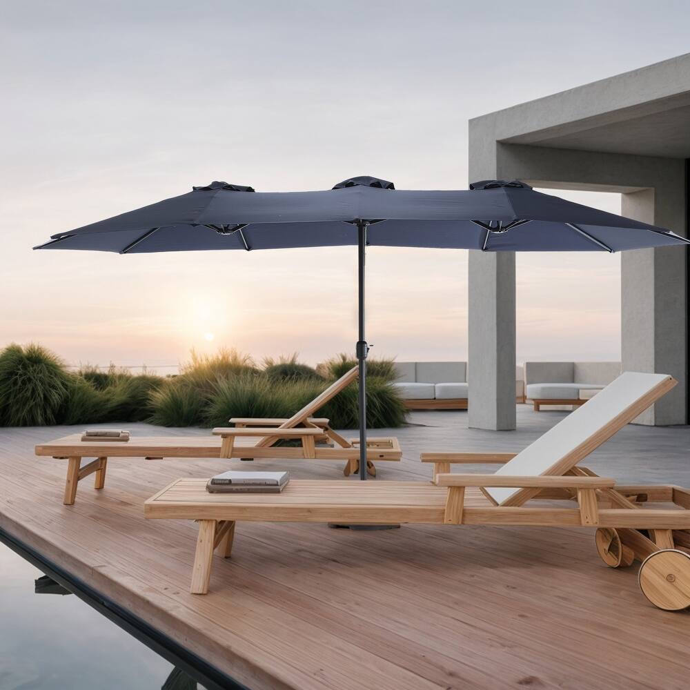 HOMEFUN 14.8 Ft Double Sided Outdoor Umbrella Rectangular Large with Crank