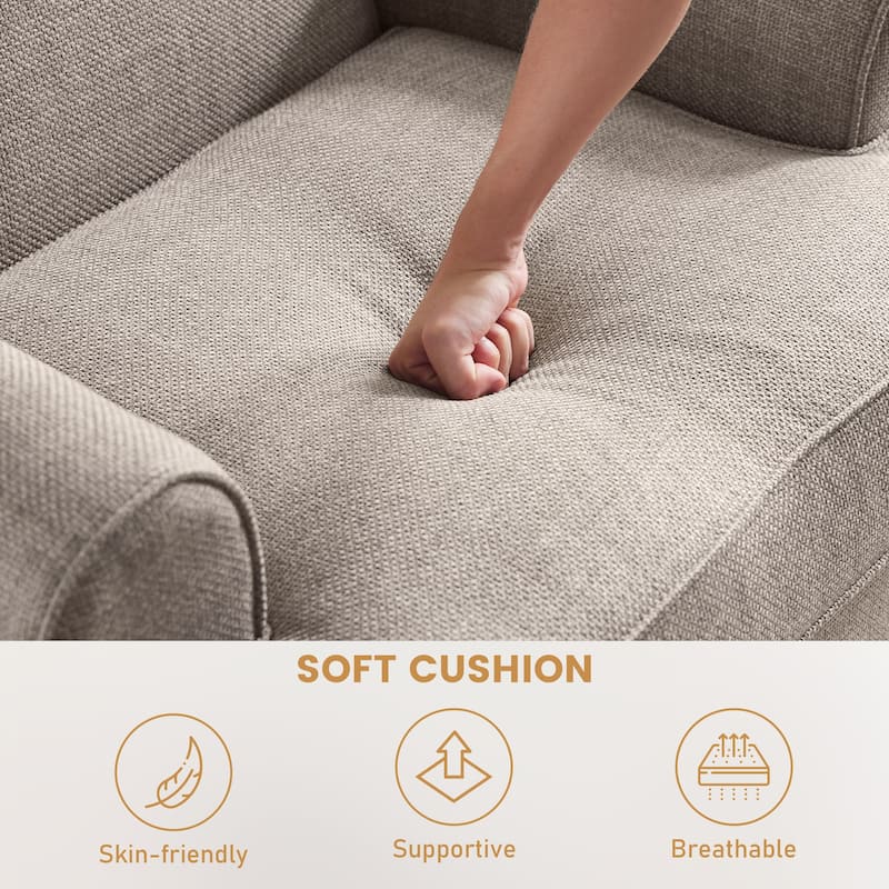 Uniquely Designed Riveted Fabric Sofa, Single Chair Loveseat
