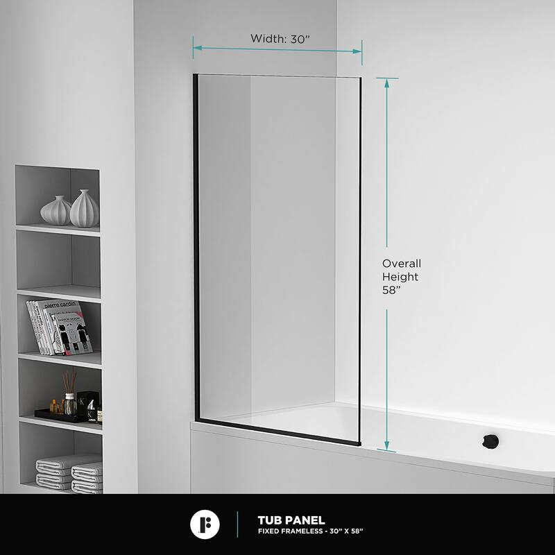 Frameless Fixed Tub Clear Tempered Shower Glass Panel