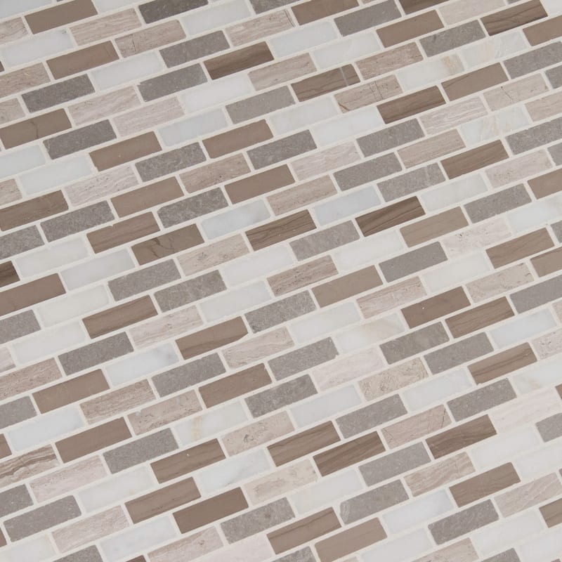 Ackland AKM-S-12X12BRH-CA 12" x 12" Marble and Stone Brick Mosaic Tile