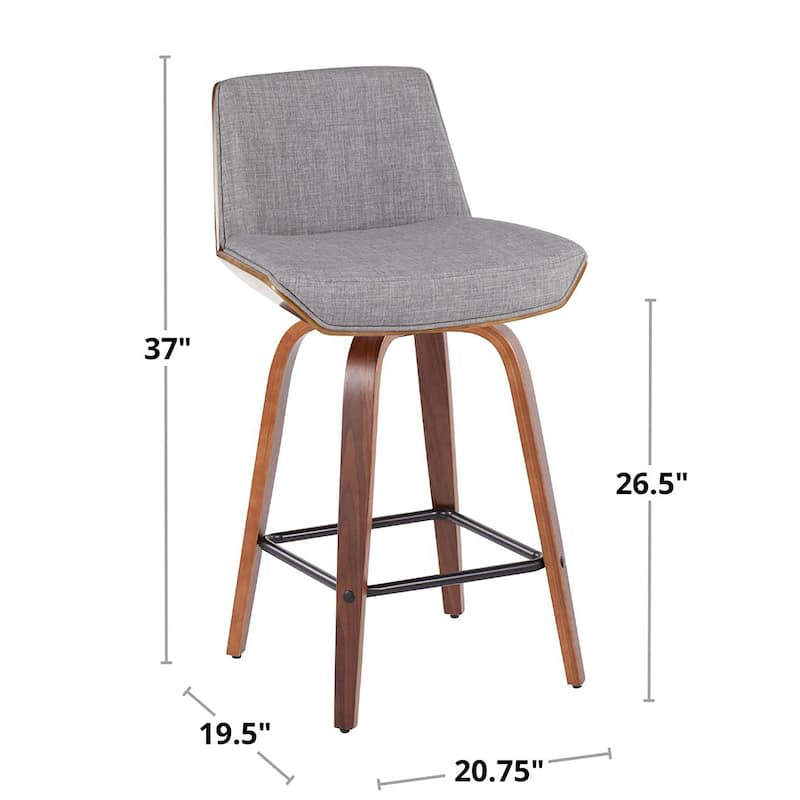Carson Carrington Clemens 26" Fixed-Height Counter Stool with Bent Wood Legs & Square Footrest (Set of 2)