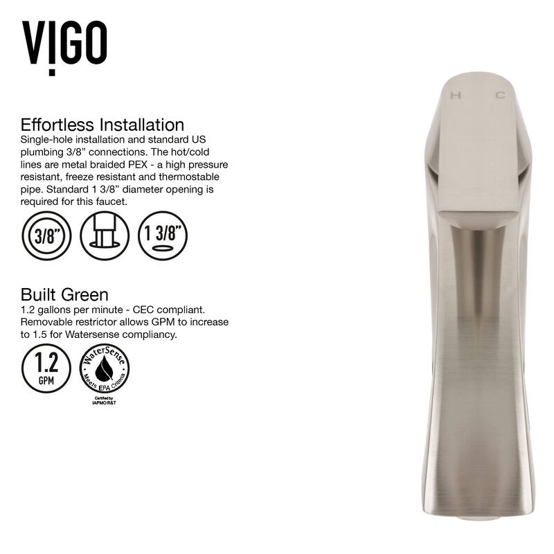 VIGO Linus 12" H Single Handle Single Hole Bathroom Vessel Faucet
