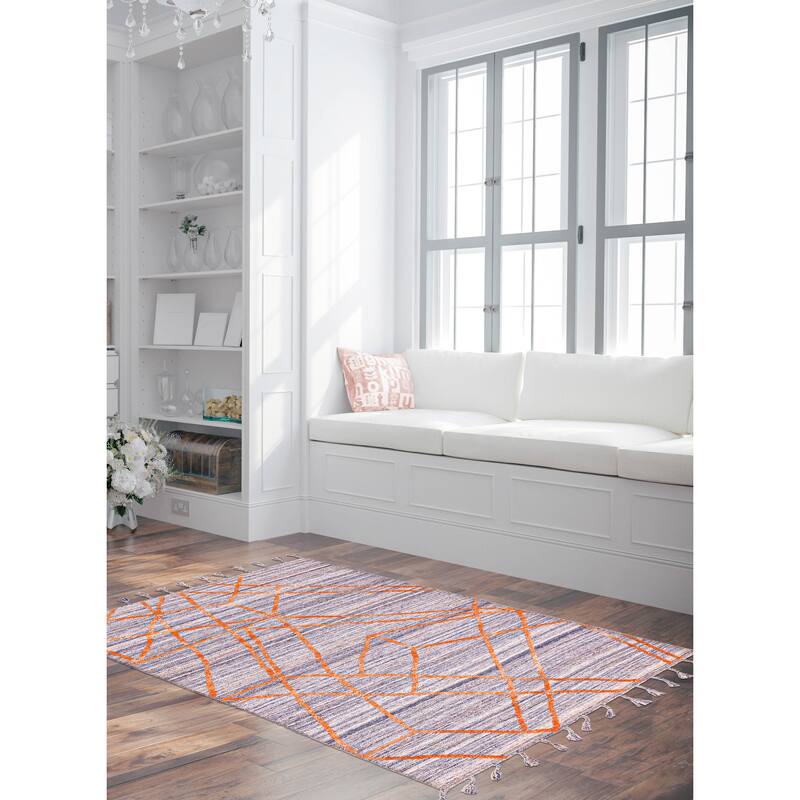 ECARPETGALLERY Flat-Weave Marrakech Indigo Wool Kilim - 5'4 x 7'9