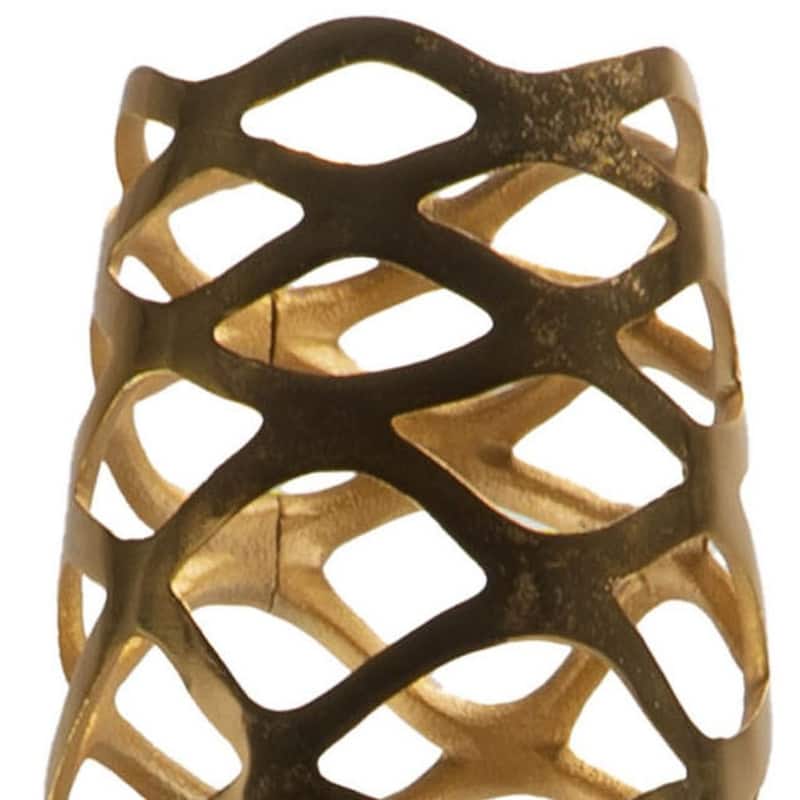 47" Gold Aluminum Pierced Geometric Cylinder Floor Vase - 9.00