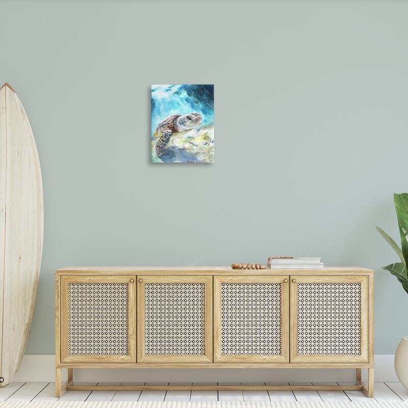 Stupell Sea Turtle Ocean Animal Blue Watercolor Painting,16x20, Proudly Made in USA - Multi-Color