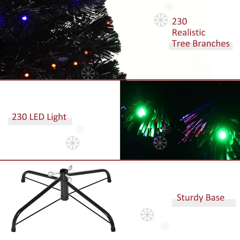 HOMCOM 6 ft. Prelit Artificial Christmas Tree with Stand, Colored Christmas Tree