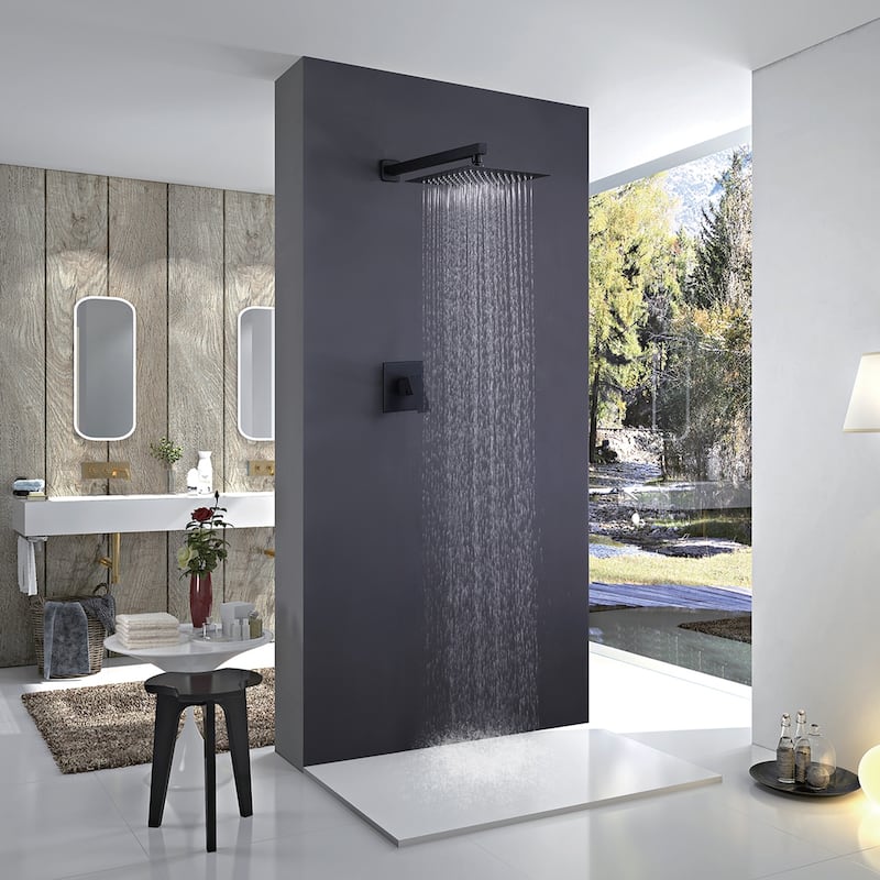 Matte Black 10inch Rainfall Shower Shower Faucet with Rough in-Valve