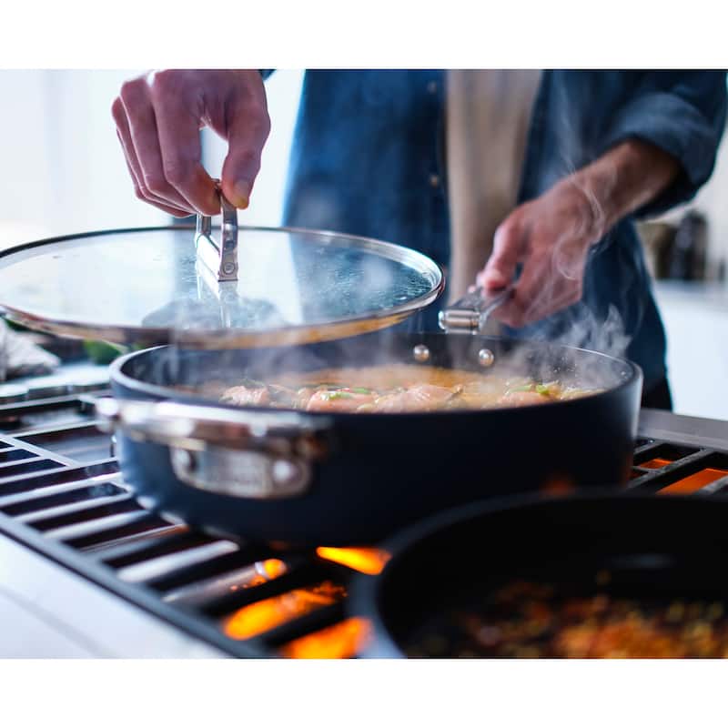 Joseph Joseph Space Ceramic Non-Stick 3.8 Qt. Sauté Pan with Folding Handle and Lid