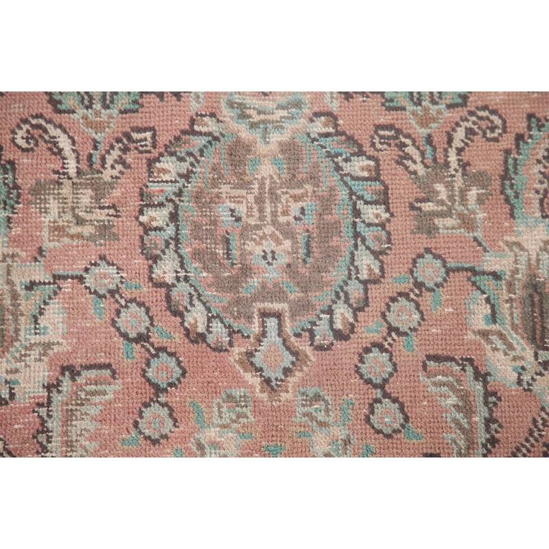 Pink Tabriz Persian Vintage Area Rug Hand-Knotted Wool Carpet - 6'3"x 9'2"