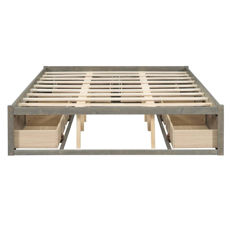Queen Size Platform Bed with 6 Storage Drawers