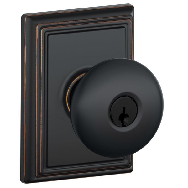 Schlage F51A-PLY-ADD Keyed Entry Plymouth Door Knobset with Decorative Addison Rosette. Opens flyout.