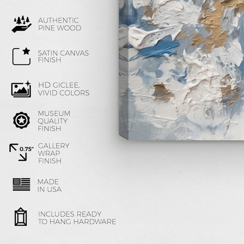 Wynwood Studio Abstract Ice Mountain Whipped Cream White and Metallic Gold Modern & Contemporary Wall Art Canvas Print