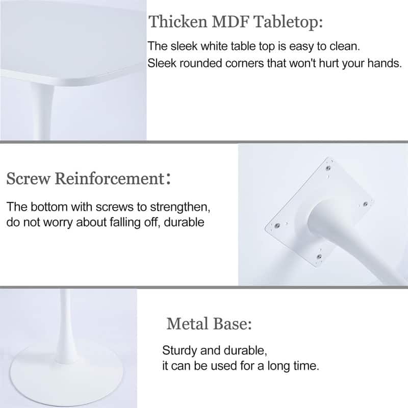 31.5" Modern Kitchen Dining Table for 2-4 Persons, Square Dinner Table, Leisure Table with Metal Pedestal Base