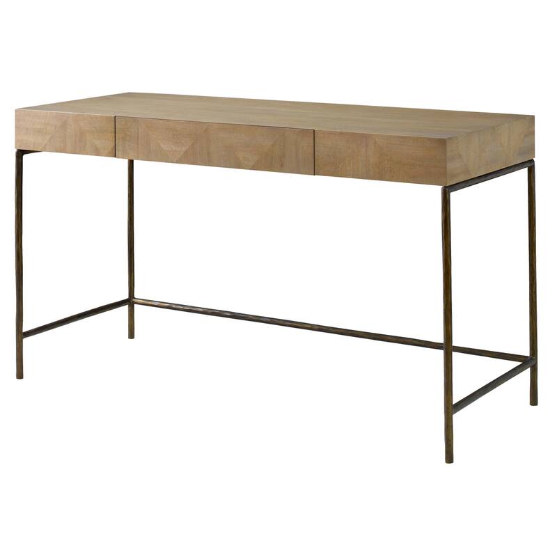 Rectangular Desk with Center Drawer- 52" - Antique Gold and Brown